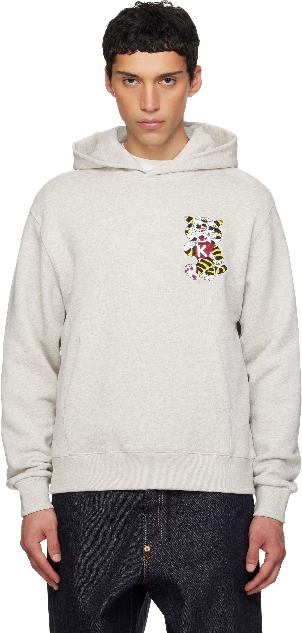 Kenzo Gray Kenzo Paris 'KENZO Wild Tiger' Embroidered Hoodie