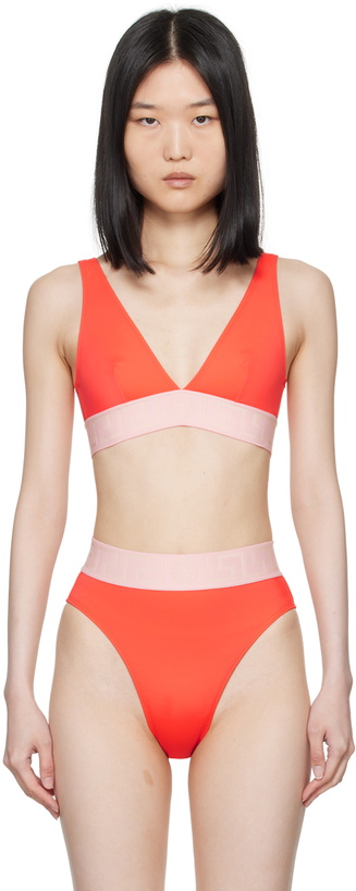 Photo: Versace Underwear Orange Greca Border Bikini Top