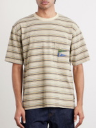 KAPITAL - Logo-Appliquéd Striped Cotton-Jersey T-Shirt - Neutrals