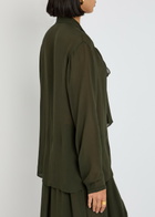 Alaïa Scarf Semi-sheer Chiffon Blouse Olive