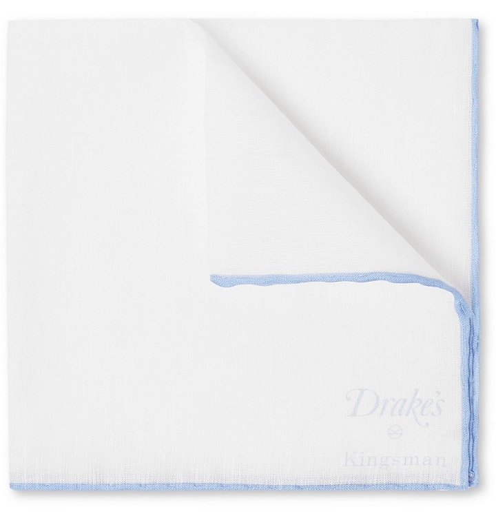 Photo: Kingsman - Drake's Linen and Cotton-Blend Pocket Square - White