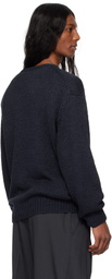 YLÈVE Navy European Linen Silk Basque Knit Sweater