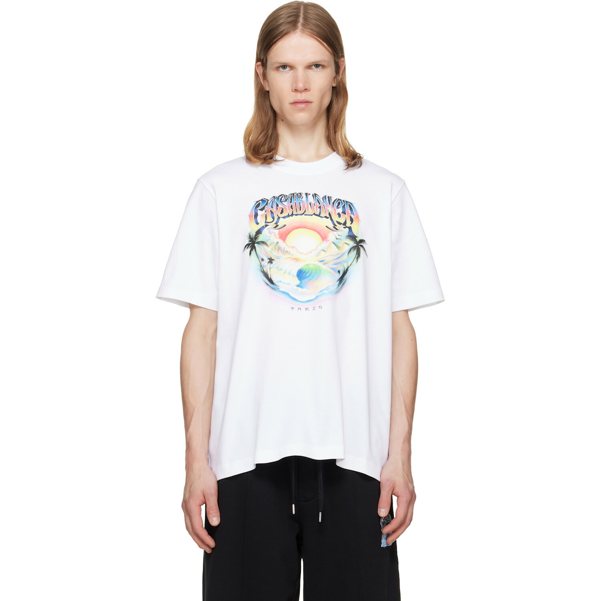 Casablanca White Airspray Short Sleeve T‑shirt