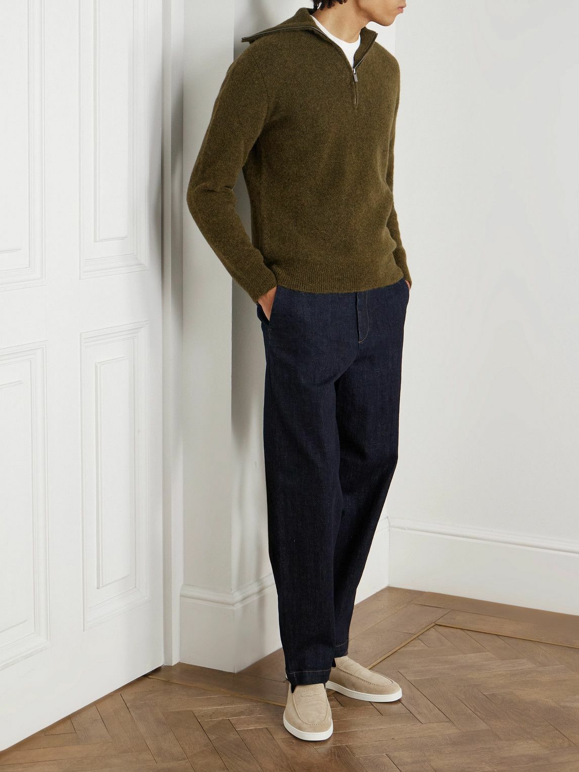 Barena - Alpaca-Blend Half-Zip Sweater - Green