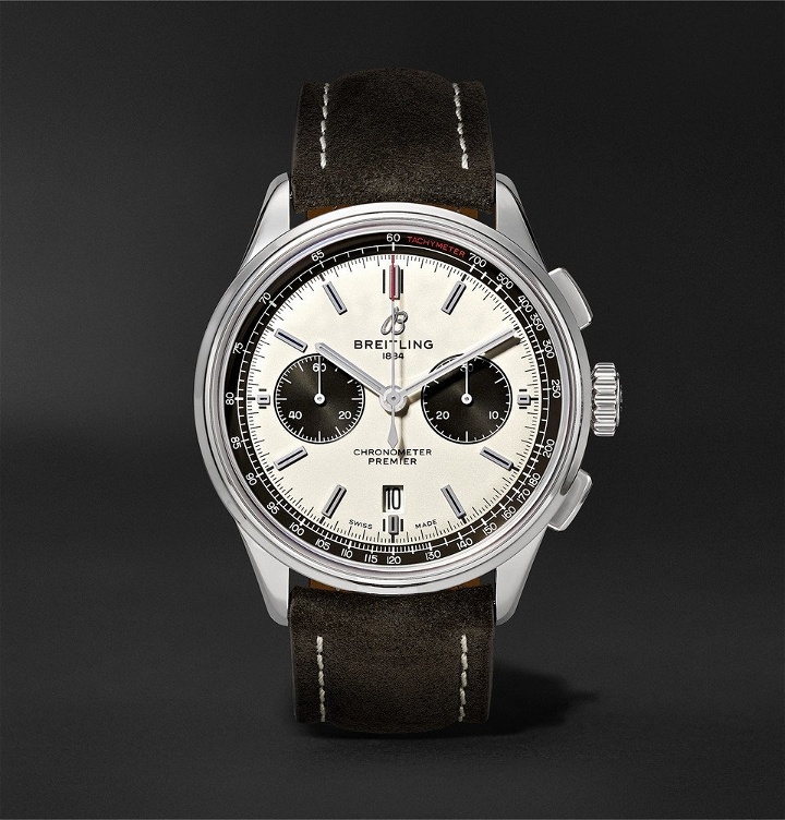 Photo: Breitling - Premier B01 Chronograph 42mm Stainless Steel and Nubuck Watch - White