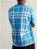 Burberry - Checked Wool and Silk-Blend Sweater - Blue