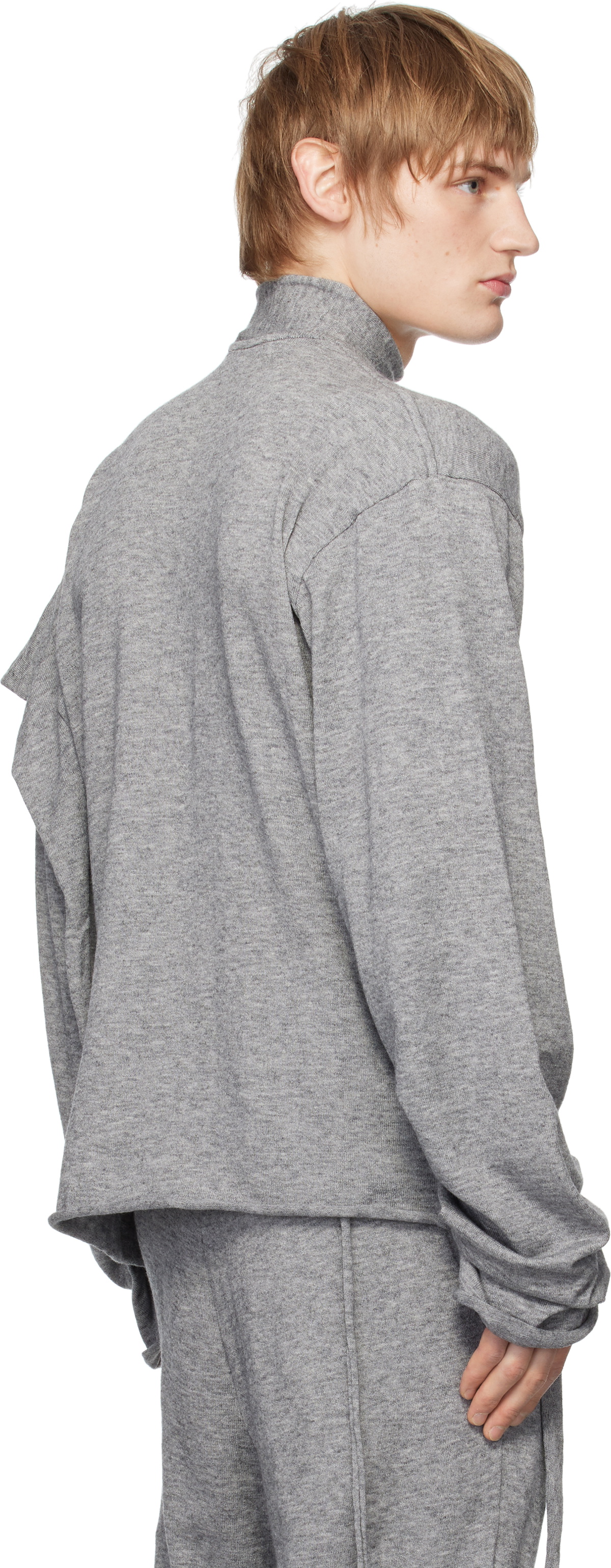 Ottolinger Gray Strap Knit Loose Longsleeve Sweatshirt