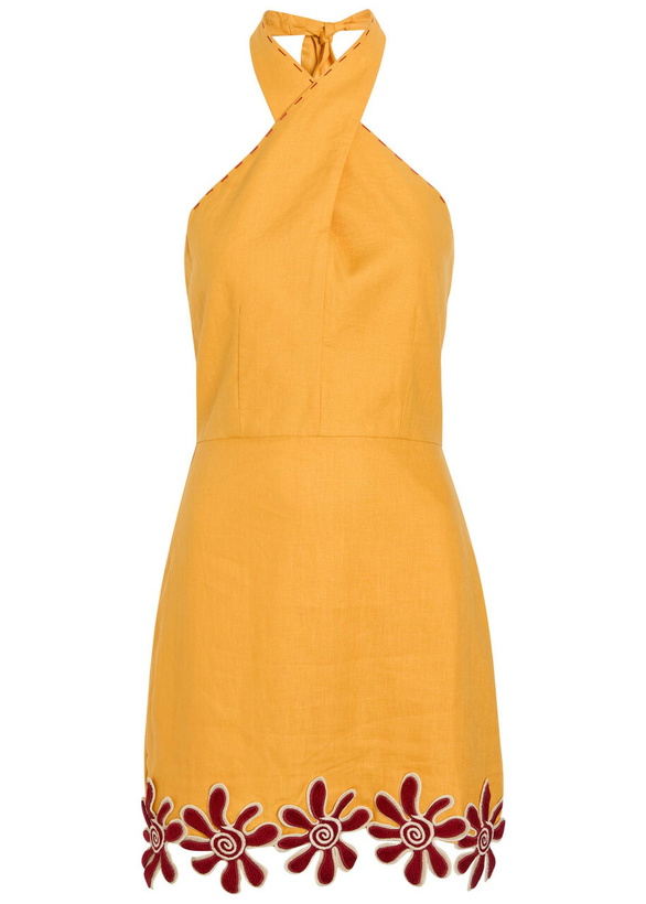 Photo: Cala DE LA Cruz Veneta Floral-appliquéd Linen Mini Dress Orange