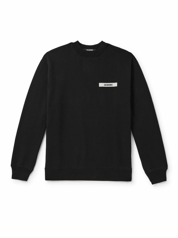 Photo: Jacquemus - Logo-Appliquéd Cotton-Jersey Sweatshirt - Black