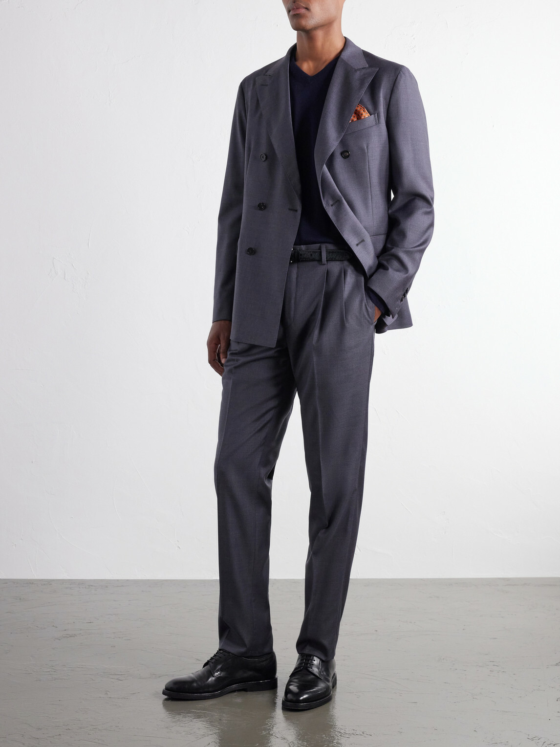 Slowear - Double-Breasted Wool Woven Suit - Gray