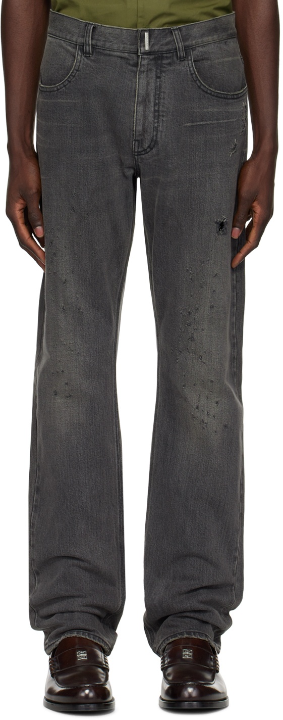 Givenchy - Slim-Fit Distressed Bleached Jeans - Gray Givenchy