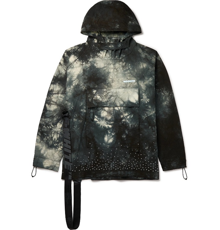 Photo: Off-White - Packable Embellished Tie-Dyed Cotton-Ripstop Hooded Jacket - Purple