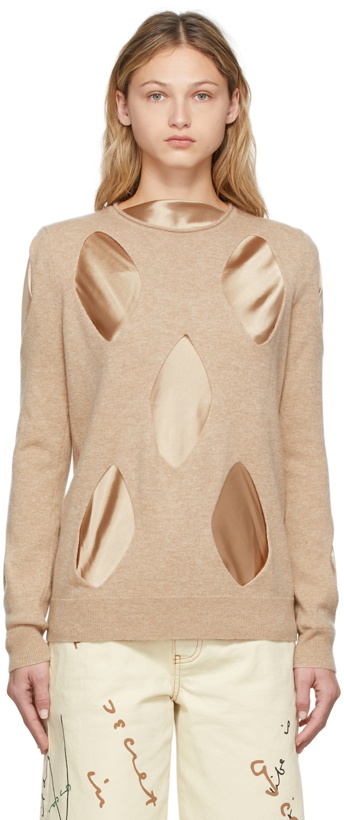 Photo: JW Anderson Beige Diamond Cut-Out Crewneck