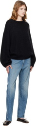 TOTEME Black Mohair Blend Rib Knit Sweater