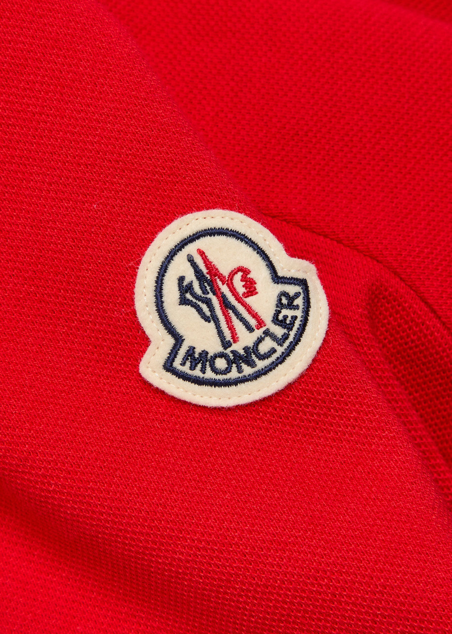 Moncler Logo-appliquéd Piqué Cotton Polo Shirt Red