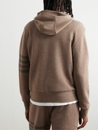 Thom Browne - Logo-Appliquéd Striped Wool-Jersey Hoodie - Brown