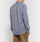 Barena - Checked Cotton and Linen-Blend Half-Placket Shirt - Blue