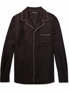 Dolce&Gabbana - Camp-Collar Logo-Embroidered Silk-Twill Pyjama Shirt - Brown