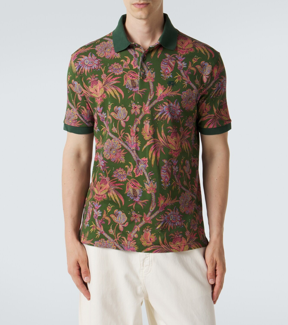 Etro Floral cotton piqué polo shirt