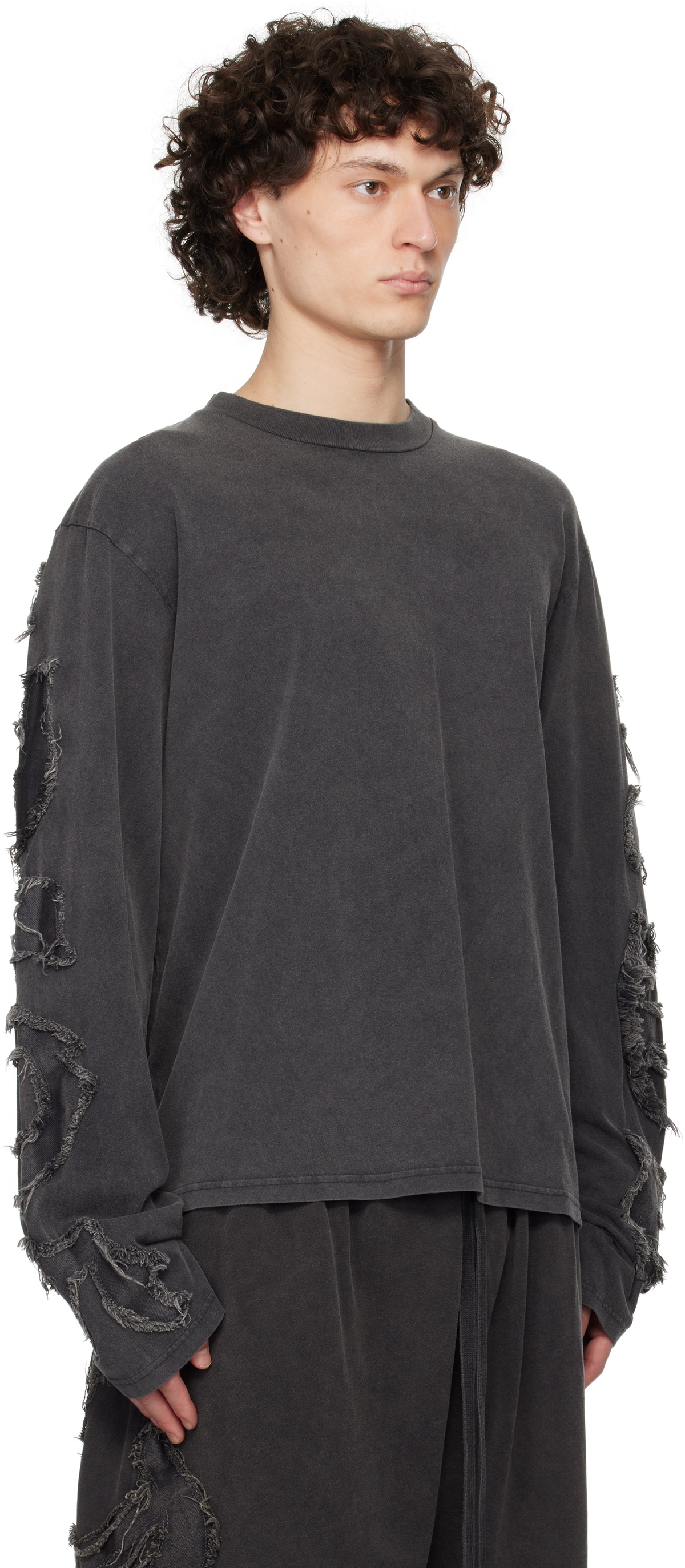 【ACNE STUDIOS】 Logo long sleeve top Acne Studios Long Sleeve Logo T-Shirt in Deep Blue | FWRD