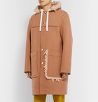 Acne Studios - Shearling-Trimmed Brushed Wool-Blend Hooded Duffel Coat - Neutrals