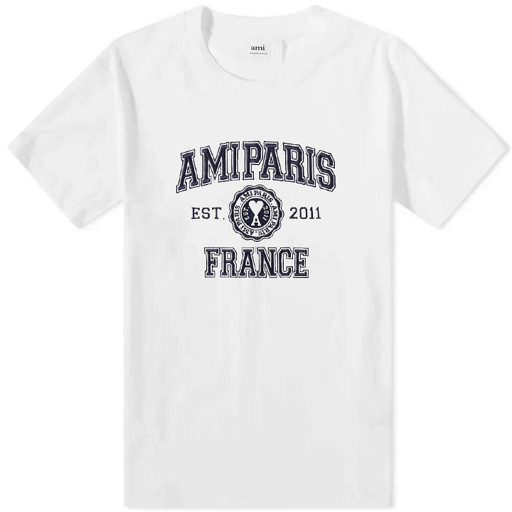Photo: AMI Men's Paris Varsity Logo T-Shirt in White