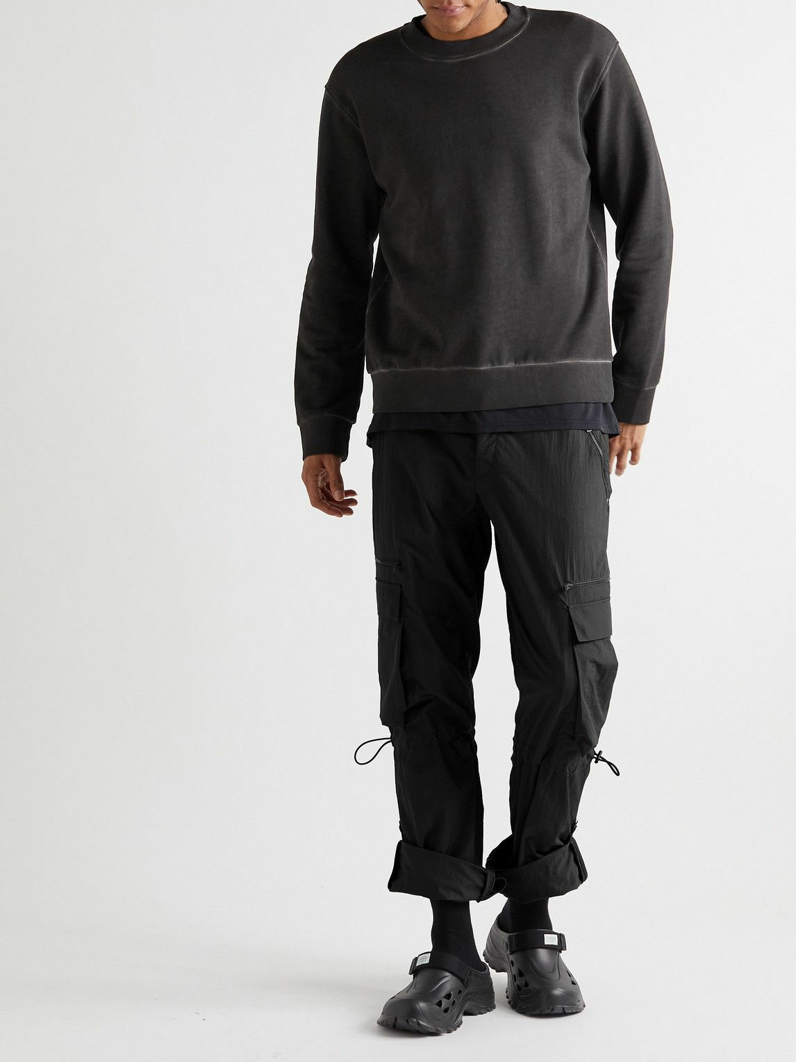 SAIF UD DEEN - Straight-Leg Shell Cargo Trousers - Black