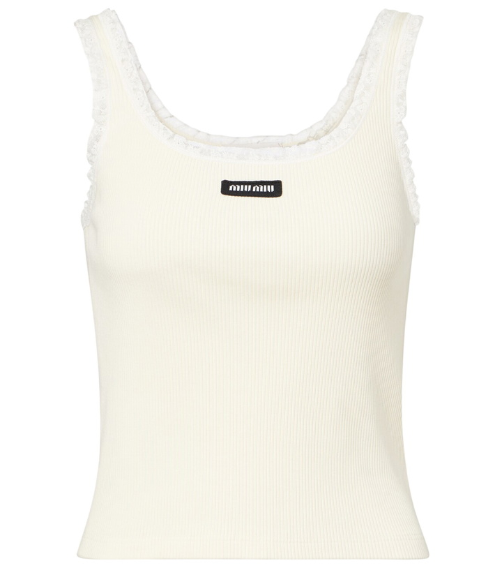 Photo: Miu Miu Lace-trimmed cotton tank top