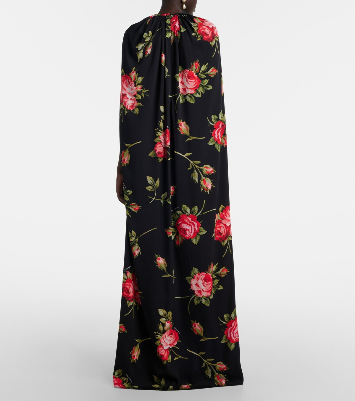 Dolce&Gabbana Floral caped silk-blend gown