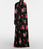 Dolce&Gabbana Floral caped silk-blend gown