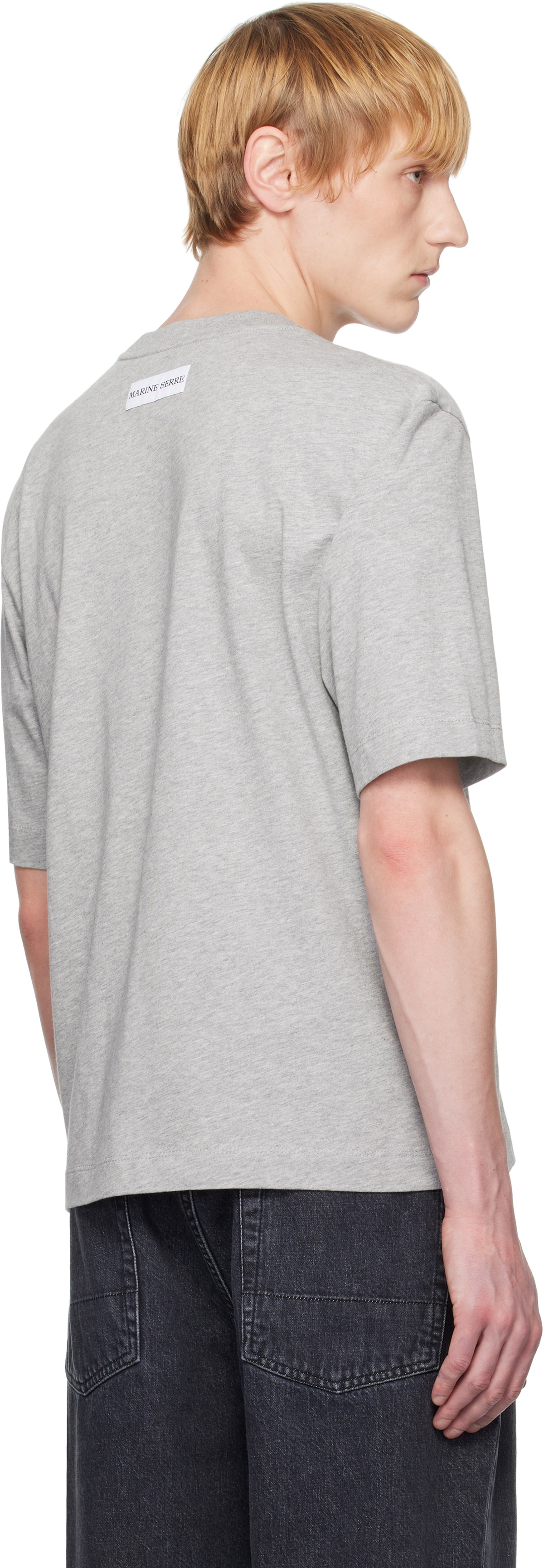 Marine Serre Gray Moon Logo Jersey Loose Fit T-shirt