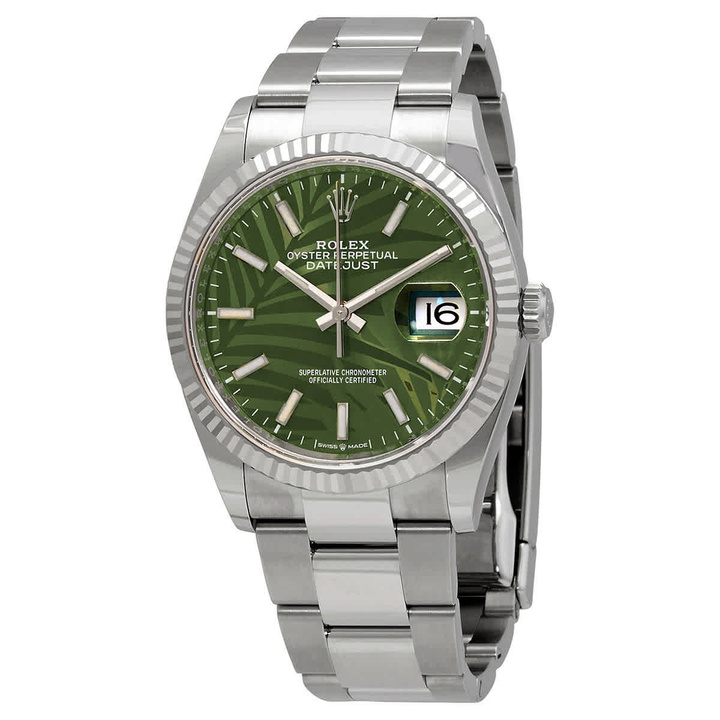 Photo: Rolex Datejust 36 Automatic Chronometer Green Palm Motif Watch 126234GNSPLMO