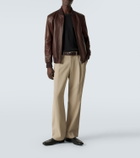 Brioni Ribbed-knit cotton, linen, and silk tank top