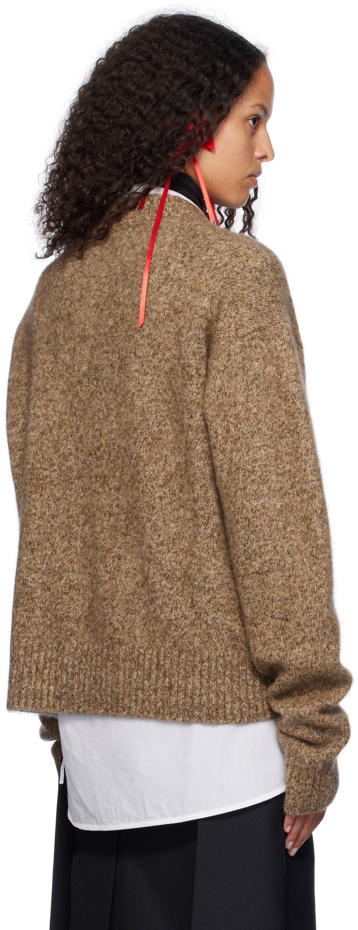 AO Yes Brown One Button Sweater