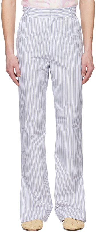 Photo: young n sang Blue & White Stripe Trousers