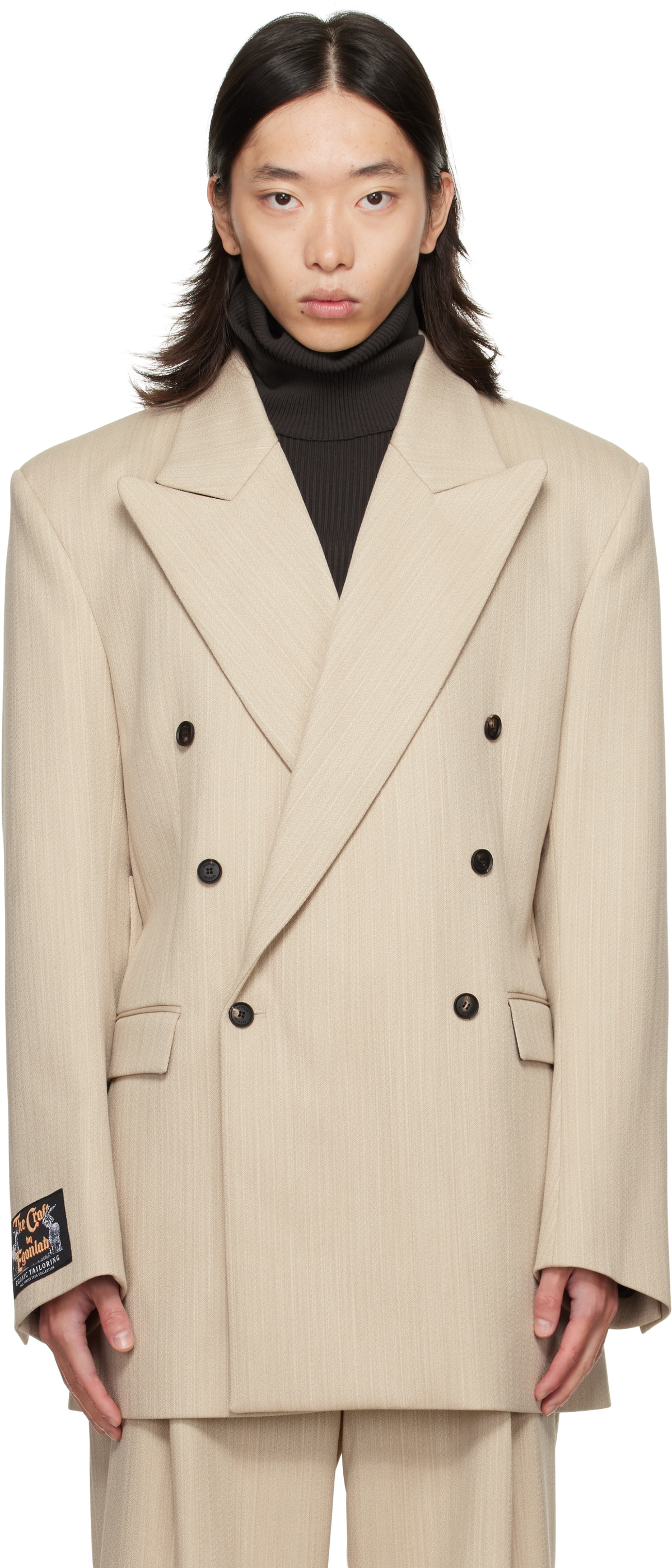 EGONlab Beige Egonic Double Breasted Blazer EGONlab