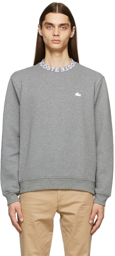 Photo: Lacoste Grey Logo Collar Sweatshirt