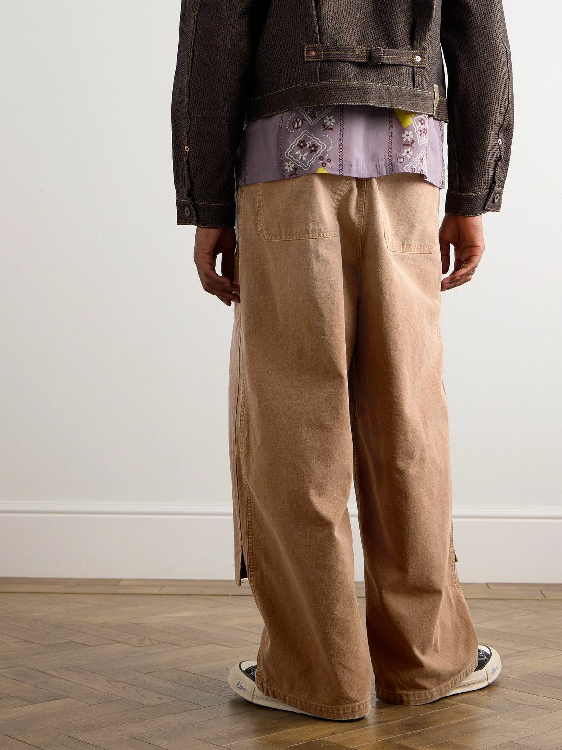 KAPITAL - Wide-Leg Appliquéd Distressed Panelled Jeans - Brown KAPITAL