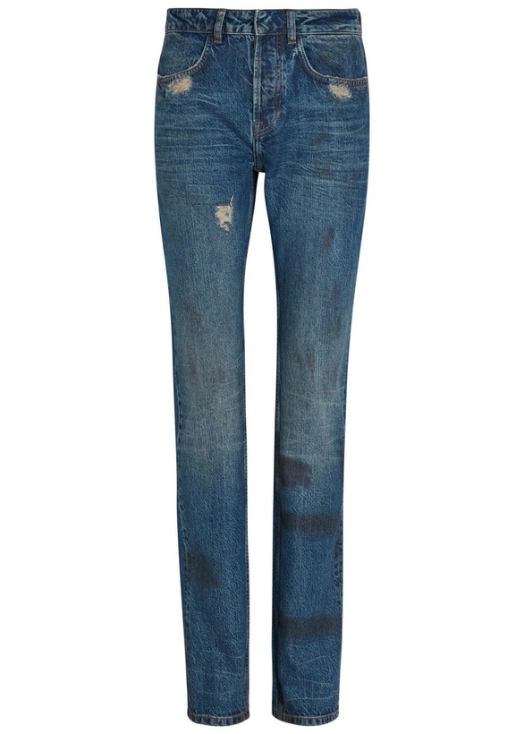 Photo: Aaron Esh Distressed Slim Straight-leg Jeans Denim