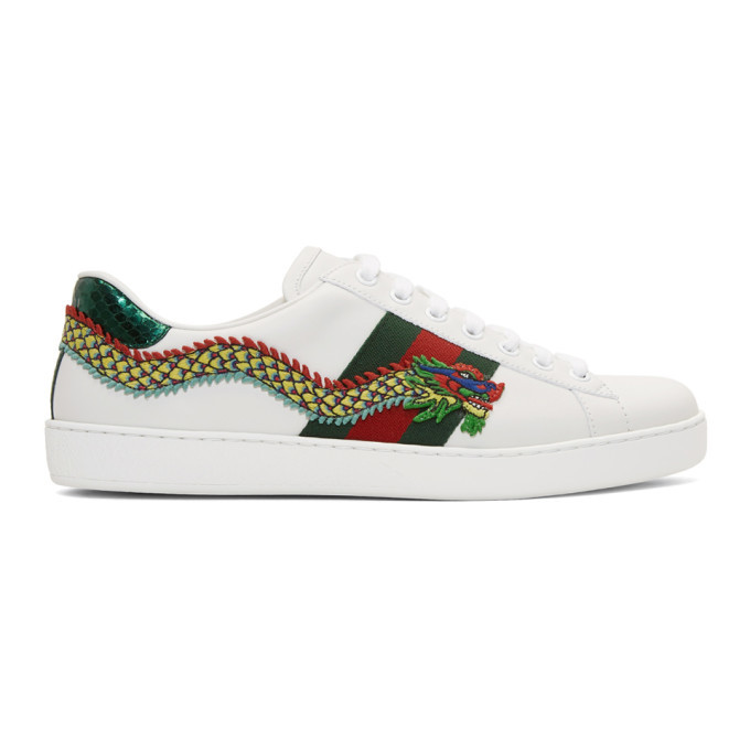 Photo: Gucci White Dragon Ace Sneakers