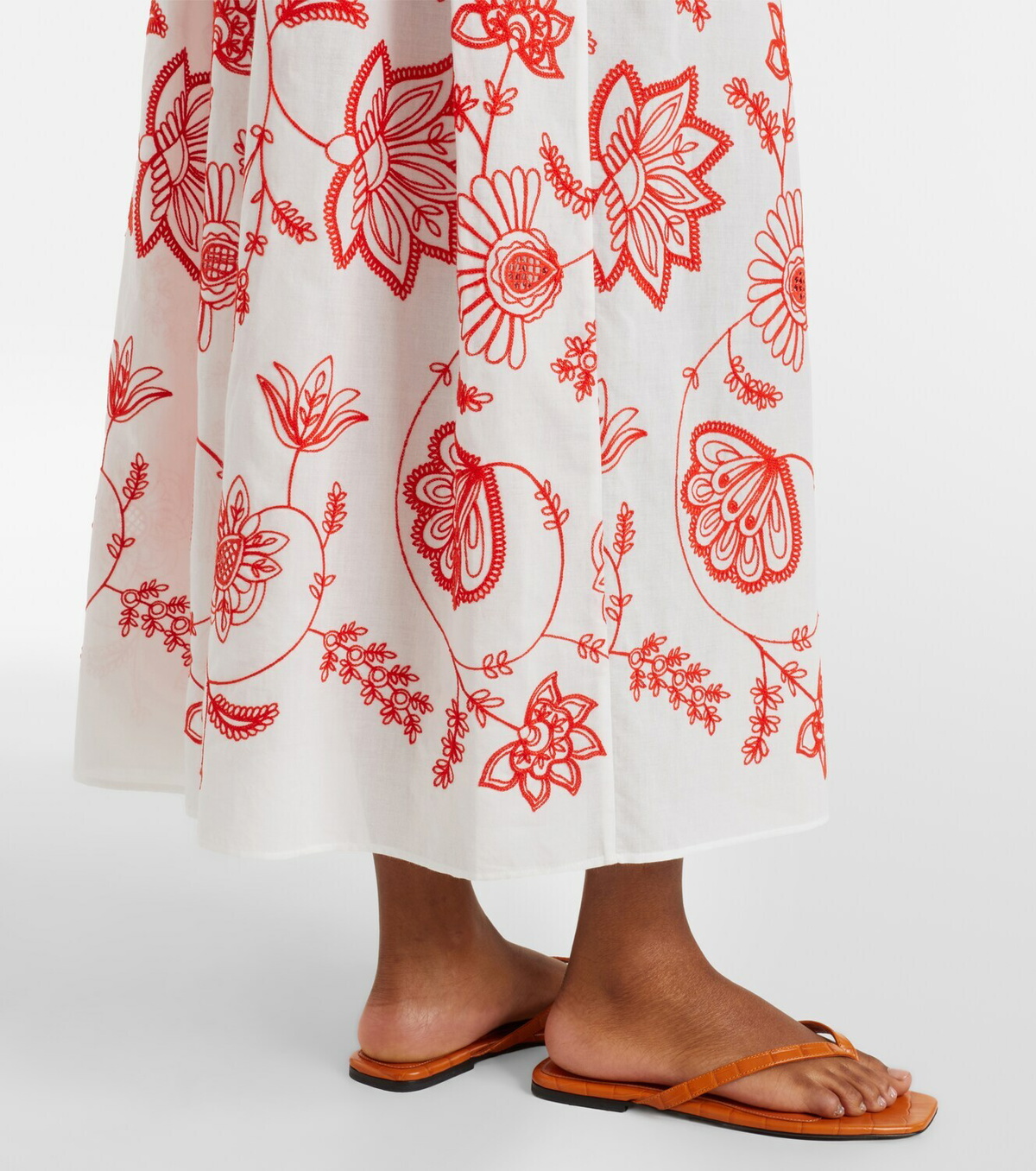 Eres Calie embroidered cotton-blend midi skirt