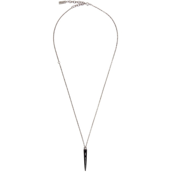 Photo: Saint Laurent Silver and Black Spiked Charm Necklace