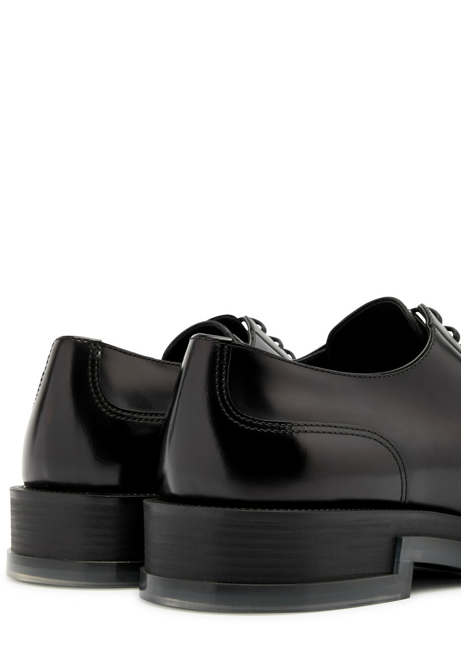 Alexander Mcqueen Glossed Leather Derby Shoes Black