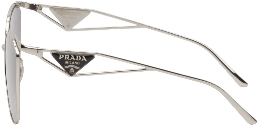 Prada Eyewear Silver Cat-Eye Sunglasses Prada display picture 3