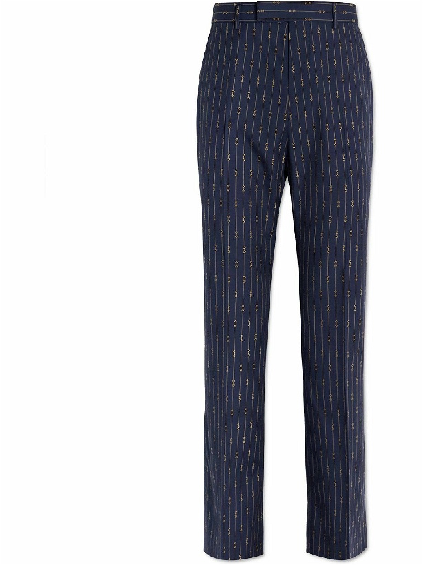 Photo: GUCCI - Bootcut Wool-Jacquard Suit Trousers - Blue