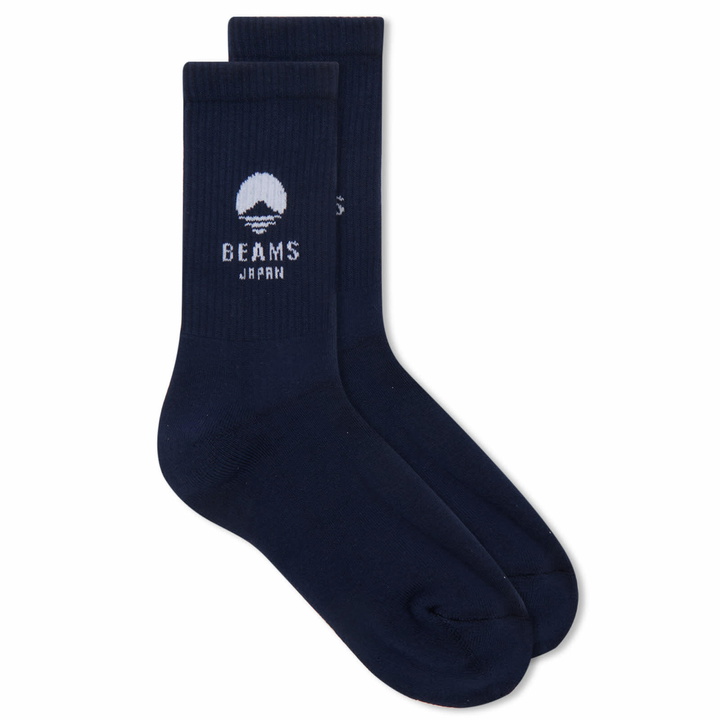 Photo: BEAMS JAPAN Logo Socks in Navy