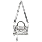 Balenciaga Silver 'Le City Mini' Metallic Lamb Leather Bag