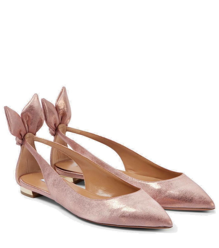 Photo: Aquazzura Bow Tie metallic leather ballet flats