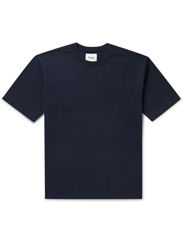 Photo: DRAKE'S - Cotton-Jersey T-Shirt - Blue