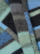 The Elder Statesman - Shawl-Collar Striped Cashmere Cardigan - Blue
